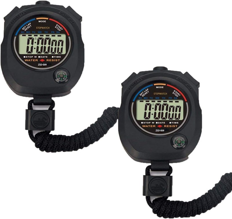 Pgzsy 2 Pack Multi-Function Electronic Digital Sport Stopwatch Timer, Large Display with Date Time and Alarm Function,Suitable for Sports Coaches Fitness Coaches and Referees - Image 1