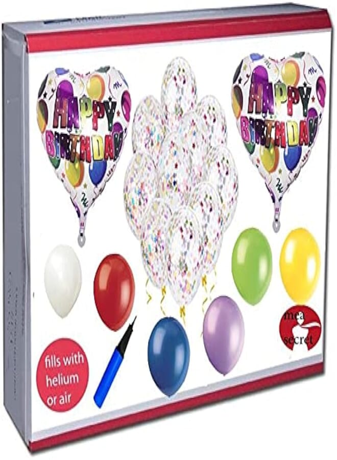 Secret happy birthday round foil balloon 2pcs -5pcs star confetti - 10pcs multicolor latex -birthday party decor , 2724677690279