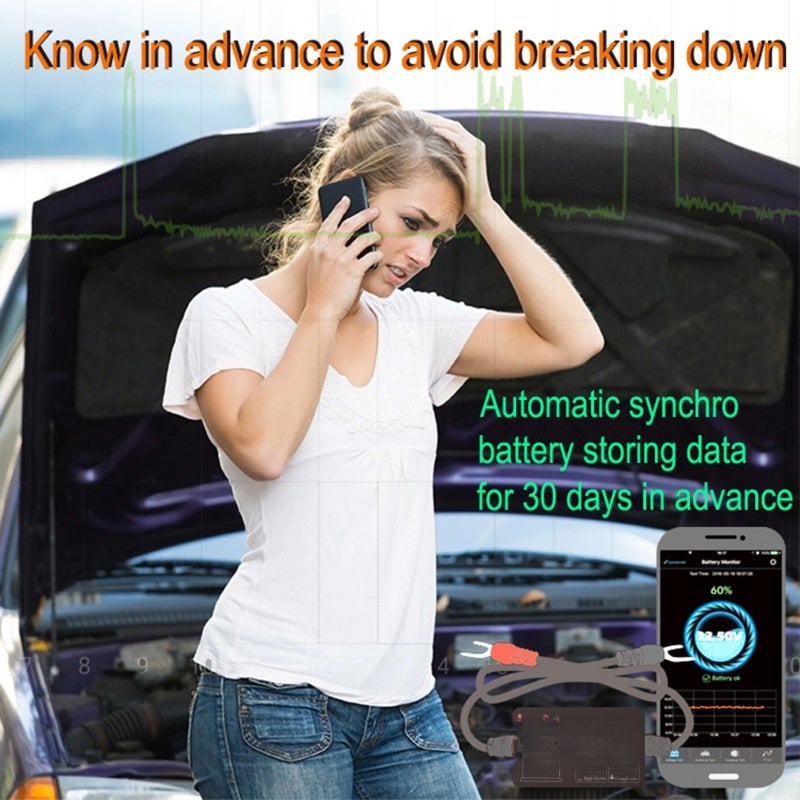 12V Battery Monitor Black Premium ABS Housing - 30-Day Data Storage Automatic Reminder Battery Tester for Vehicle Car Battery System Monitoring - Image 5