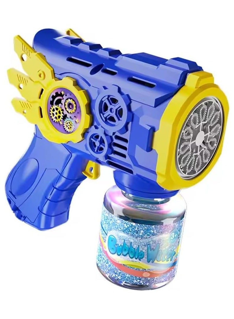 Bubble Gun For Kids, Bubble Machine with 80 ml Bubble Solution, Lights, Toy for Outdoor Gift for Kid (Blue) - Image 1