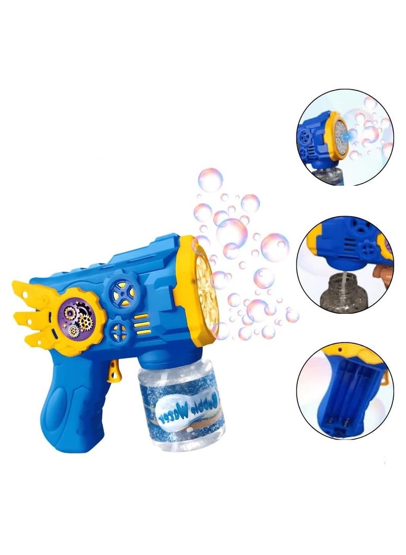 Bubble Gun For Kids, Bubble Machine with 80 ml Bubble Solution, Lights, Toy for Outdoor Gift for Kid (Blue) - Image 2