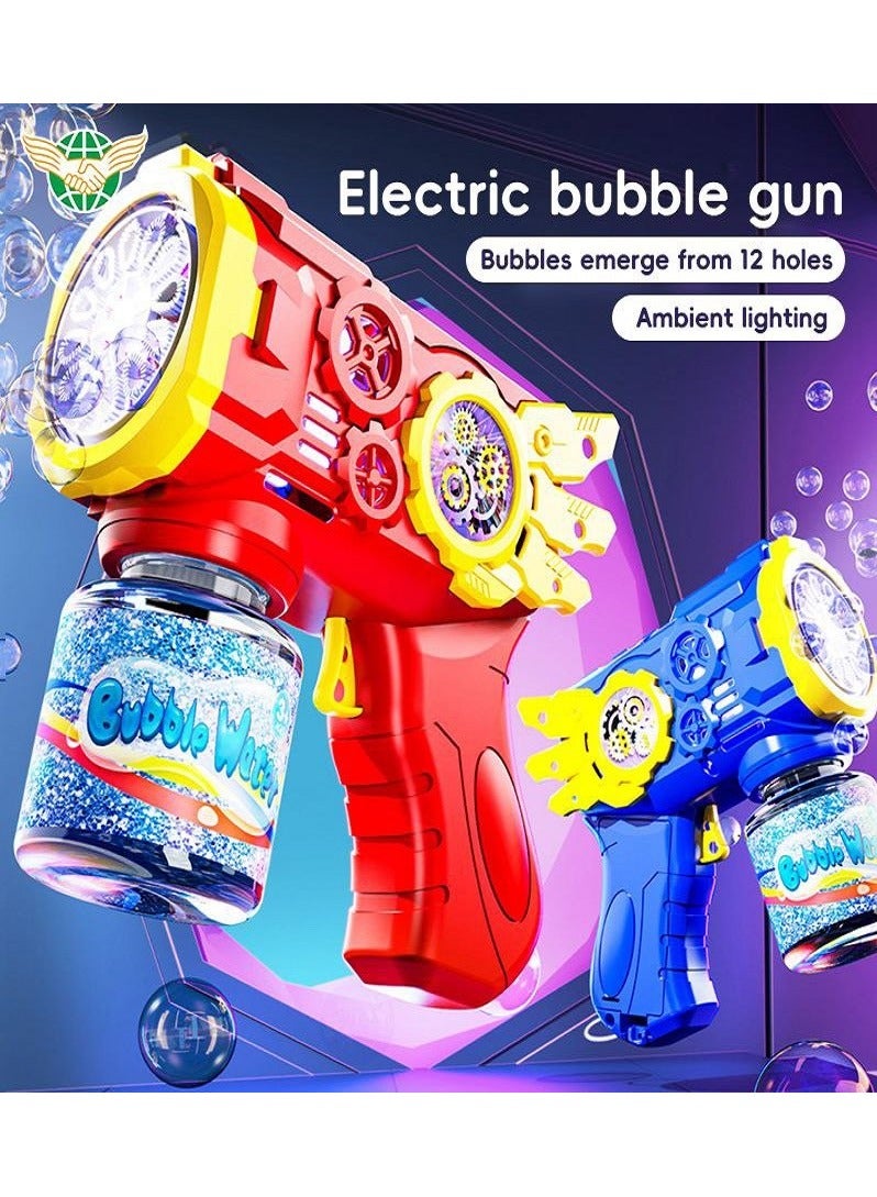 Bubble Gun For Kids, Bubble Machine with 80 ml Bubble Solution, Lights, Toy for Outdoor Gift for Kid (Blue) - Image 4