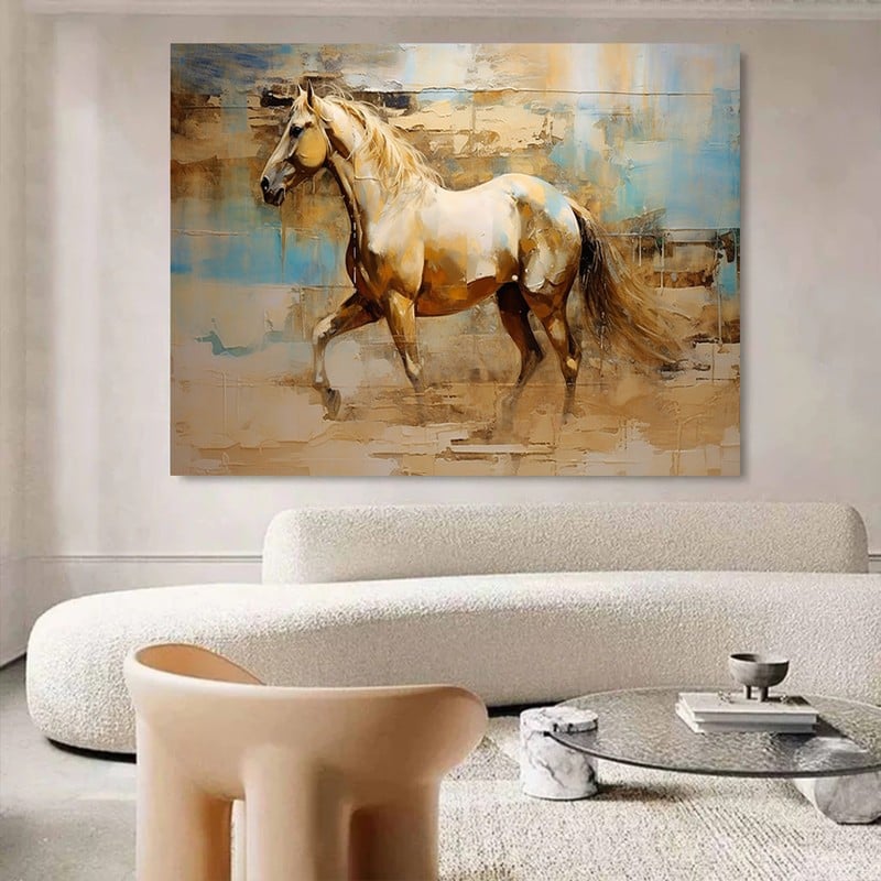 ماركتنا لوحة قماشية بتصميم خيول مع برواز مجوف مقاس (70×50) قطعة واحدة - Image 2