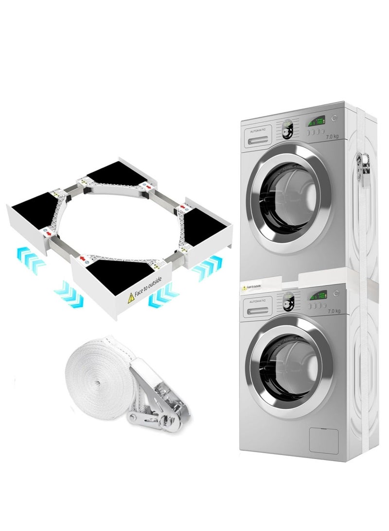 WALALLA Universal Washer Dryer Stacking Kit, Two Side Adjustable Stackable Kit, Wash Machine Pad for Washer and Dryer with Ratchet Adjestable 46-72 cm - Image 1