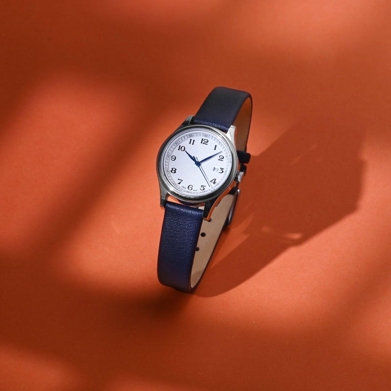 WOCCI 20mm Lug Width, Elegant Watch Band, Genuine Leather Replacement Strap with Silver Buckle (Dark Blue) - Image 2