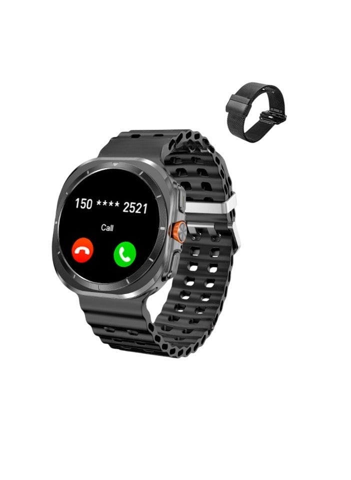 Ultra 7 Smart Watch, 3D Vision Bluetooth Call Wireless Charging DT Watch, Waterproof Comfortable Lightweight Smart Wrist Watch For Men And Women, 1pc, Black With Mesh Strap - Image 1