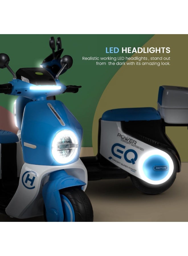ROVENO Electric Ride On Bike for Kids 1-3 Years, Battery Operated Baby Motorbike Toy with Music & LED Lights, Rechargeable Kids Bike for Boys & Girls | Blue - Image 2