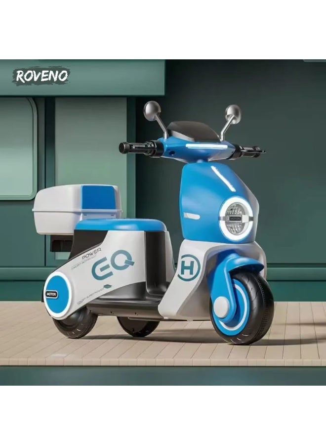 ROVENO Electric Ride On Bike for Kids 1-3 Years, Battery Operated Baby Motorbike Toy with Music & LED Lights, Rechargeable Kids Bike for Boys & Girls | Blue - Image 1