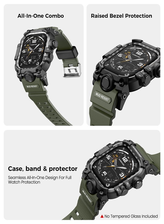 amBand Rugged Case with Band for Apple Watch 46mm, Compatible with Apple Watch (iWatch) Series 10 11, Military Grade Shockproof Bumper Cover, Tactical Band for Men, Army Green - Image 4