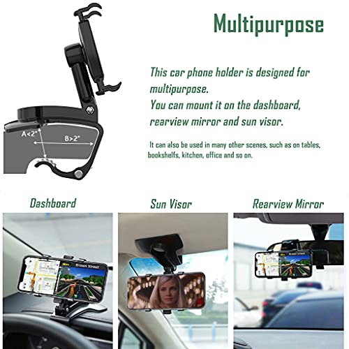 YAOKEEP Universal Car Phone Holder Mount,360 Degrees Rotation Dashboard Phone Holder [Upgrade Clip Never Fall],car Phone Mount for iPhone,Samsung,Google,Nokia,and 4 to 7" Smartphones - Image 2
