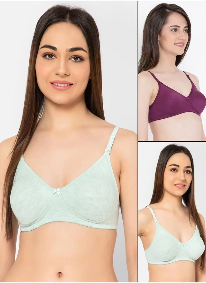 Clovia Clovia Pack of 2 - Solid Non-Padded Non-Wired Full Coverage Multiway T-Shirt Bra