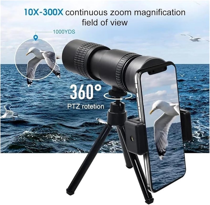 Zoom 10 300x30 High Power Monocular Telescope With Tripod Phone Holder For Bird Watching Color 02 - Image 4