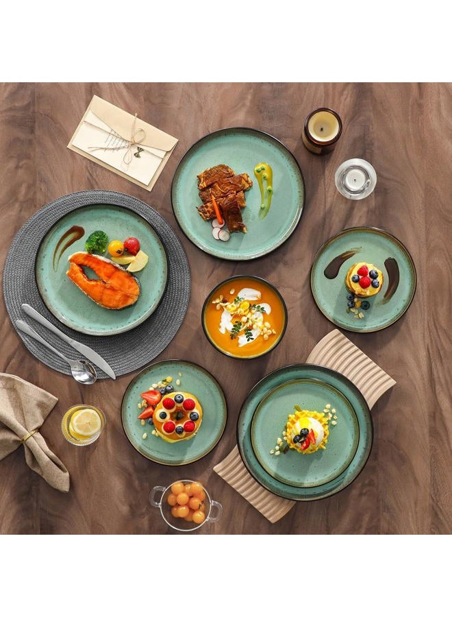 vancasso Plates and Bowls Sets, 24 Pieces Stoneware Dinnerware Sets for 8, Kitchen Dish Set Mircowave and Dishwasher Safe Ceramic Dishware, Turf Green, Series AMBER - Image 2