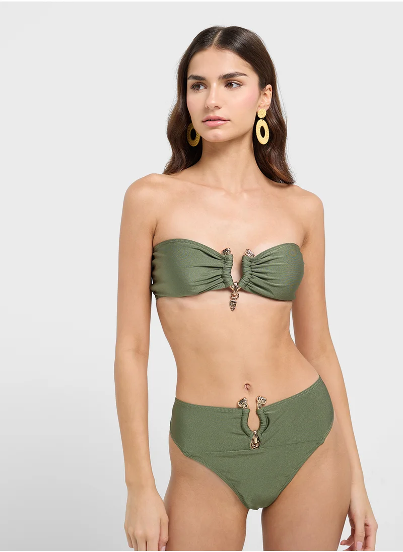 Ginger Bandeau Ringer Detail Bikini & Brief Set