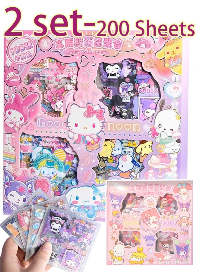 200 Sheets Cute Anime Girl Stickers, Vinyl Cartoon Aesthetic Decorative Sticker Set, Ideal for Scrapbooking, Journaling, Laptops, and Room Decoration - Image 1