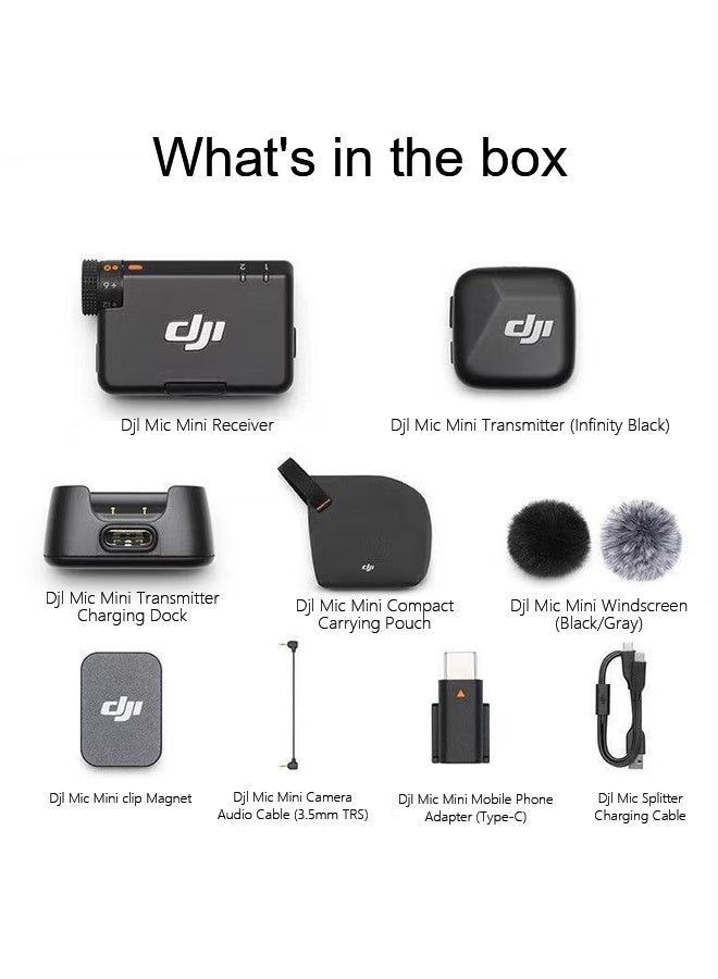 دي جي آي DJI ميكروفون ميني (1TX + 1RX) ، ميكروفون لافيلير لاسلكي ，المدمجة وخفيفة الوزن ، واضحة وخفيفة الحد من الضوضاء - Image 1