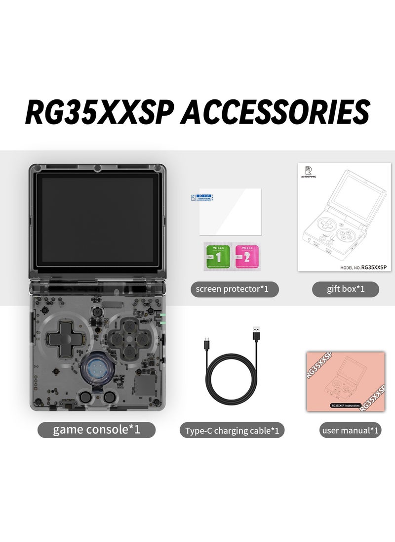 RG35XXSP Handheld Flip Retro Portable Game Console 3.5-inch Hall Magnetic Switch 3300maH Battery WIFI Bluetooth (Black 32G+128G, 7500+ Games)