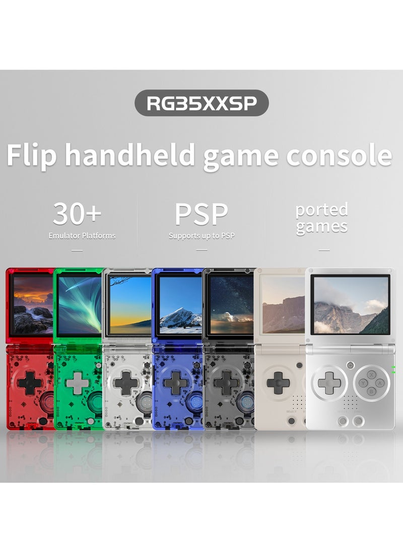 RG35XXSP Handheld Flip Retro Portable Game Console 3.5-inch Hall Magnetic Switch 3300maH Battery WIFI Bluetooth (Black 32G+128G, 7500+ Games)