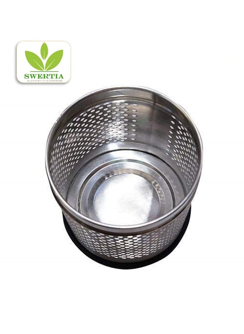 SWERTIA Swertia Stainless Steel Perforated Dustbin Recycle Bin Trash Can Dry Waste Bin for Kitchen Home School and Office Pack of 3 Silver  - Image 5