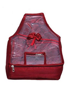 Kuber Industries Kuber Industries Non Woven Blouse Cover/Cloth Organizer|Solid Color & Foldable Non woven Fabric|Tranparent Window With Zipper closure|Size 43 x 30 x 13, (Maroon) 