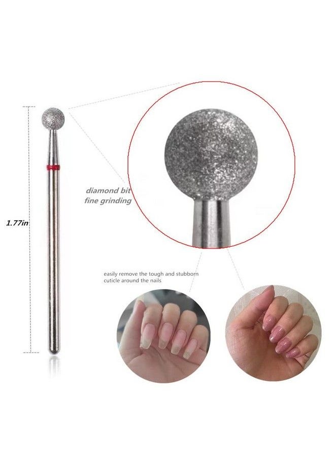 SQULIGT - 6Pcs Nail Drill Bits Ball Head 332'' Cuticle Clean Nail Bit For Electric Nail File Machine Suitable For Acrylic Manicure Pedicure Cuticle Gel Polishing Nail Salon Supply - Image 1