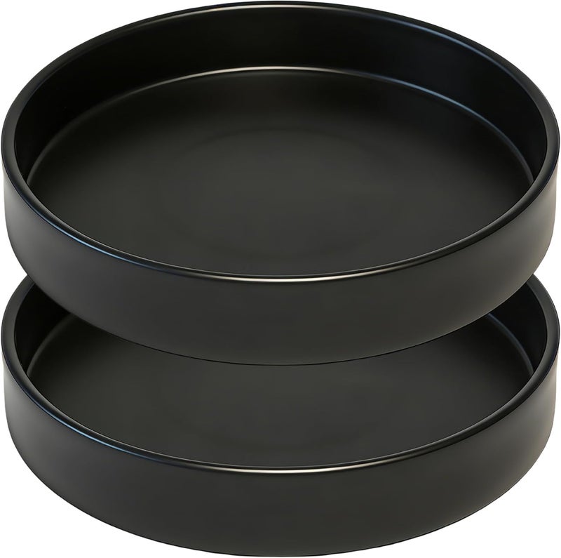 Afrine 2 Pack 4 inch Plant Saucer Drip Tray, Heavy Sturdy Plastic Planter Flower Pot Drainage Tray Plate Saucers for Indoor Outdoor Garden, Plant Water Drip Trays for pots Base (4", Black) - Image 1