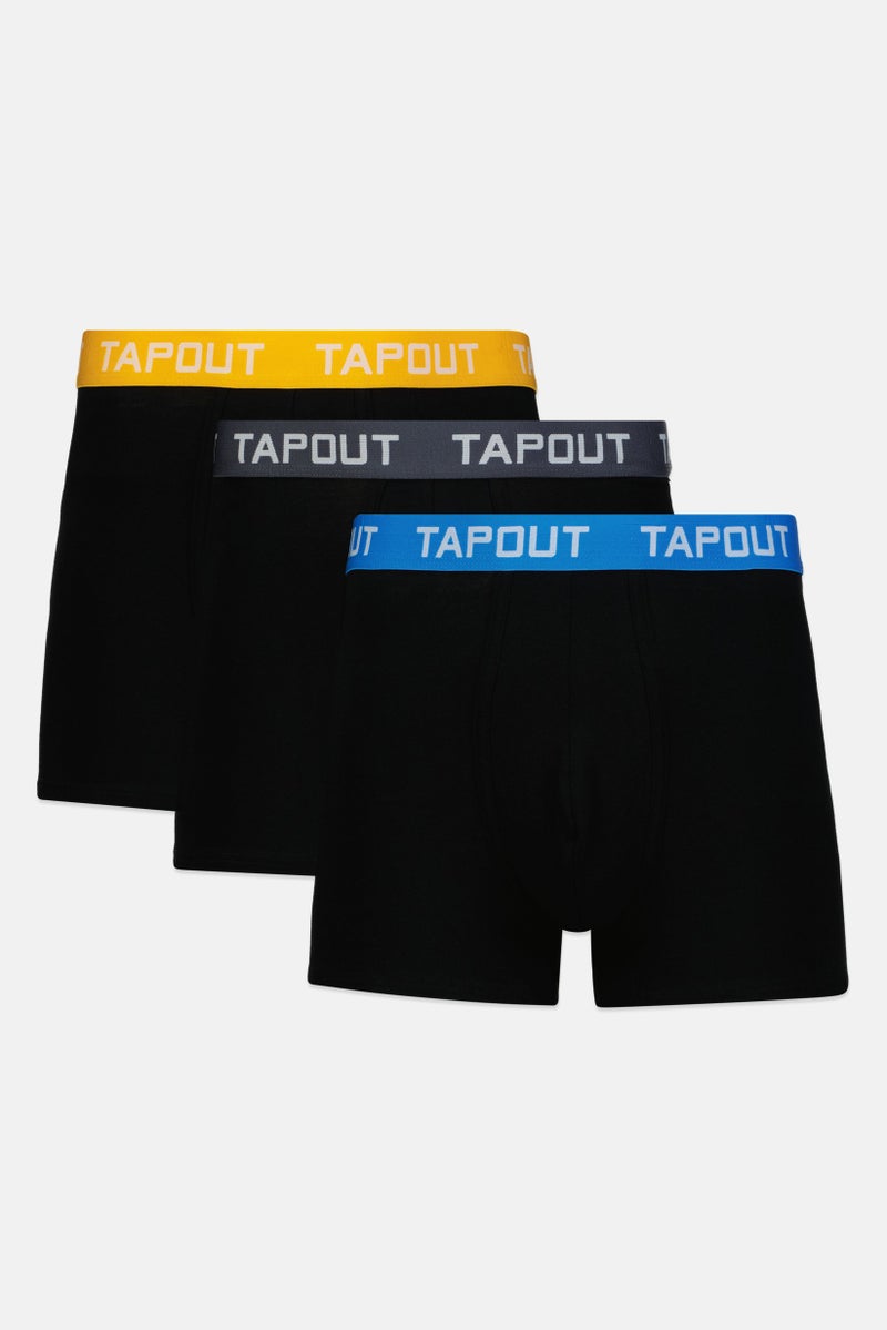 TapouT Men 3Pcs Brand Logo Boxer, Black - Image 1