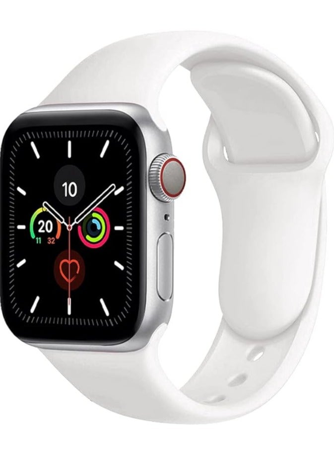 FITIT أشرطة FITIT لساعات آبل تتناسب مع أي سلسلة من ساعات آبل 3 وما فوق (حالات 42mm و 45mm و 49mm)، حزام رياضي بديل من السيليكون الناعم، أبيض. - Image 1