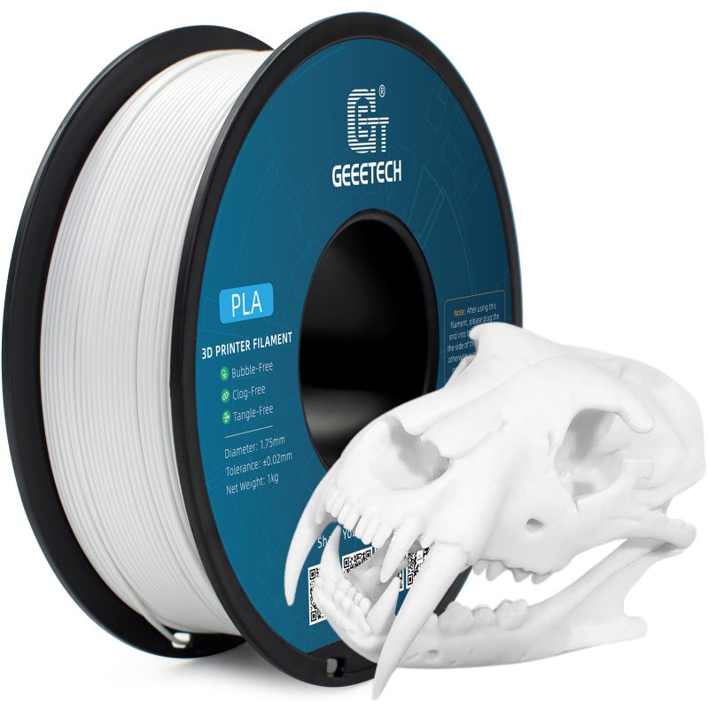 Geeetech 175mm PLA 3D Printer Filament 1kg Spool 22lbs Upgrade Tidy Winding TangleFree Dimensional Accuracy 002 mm White