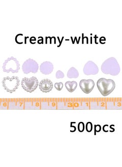 CESUSME 500Pcs Creamywhite Pearls Heart Nail Charms Mixed Styles Flatback Heart Cute Assorted Beads 3D Nail Art Charms Crafts Material Embellishments For Diy Crafts Accessories  - Image 4