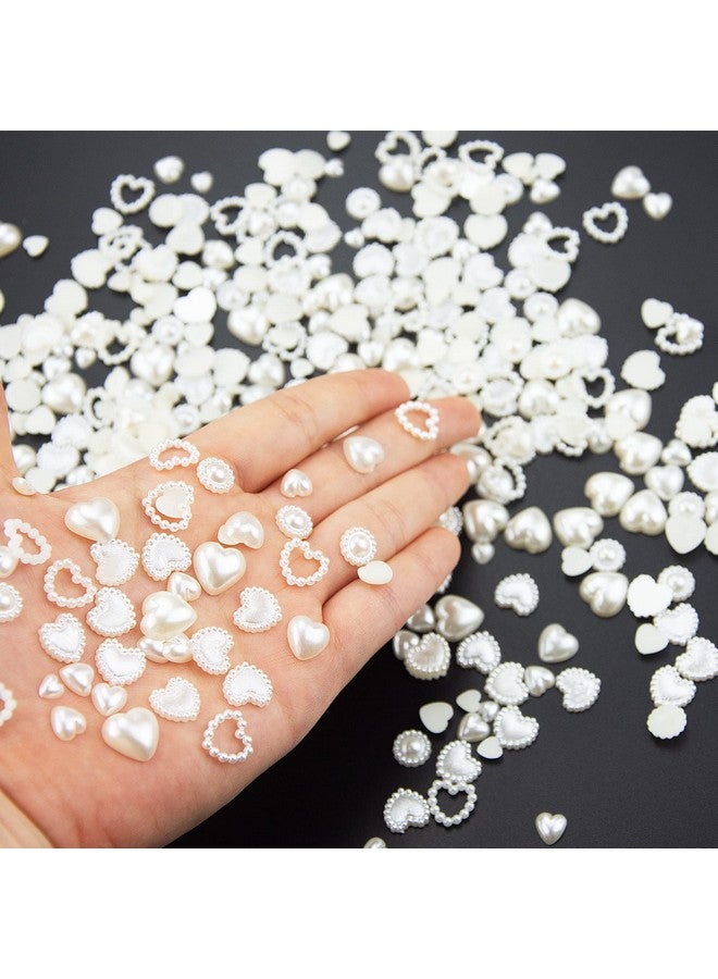 CESUSME 500Pcs Creamywhite Pearls Heart Nail Charms Mixed Styles Flatback Heart Cute Assorted Beads 3D Nail Art Charms Crafts Material Embellishments For Diy Crafts Accessories - Image 5