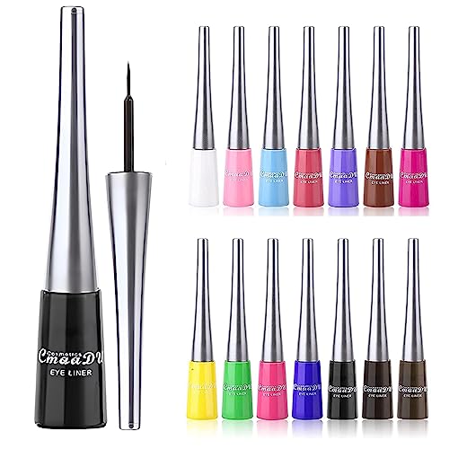 CHARMCODE 14 Colored Eyeliners Liquid Color Eyeliner Highly Pigmented White Eyeliner Liquid Liner Coloful Set Vivid Matte Eye Makeup