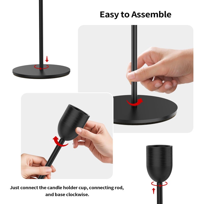 ChefBee Black Tall Candle Candlestick Holder, 3PCS Taper Pillar Candle Sticks Stand Holders Decor, Centerpiece Dining Table Wedding Festive Fireplace Mantle Vintage Room Decorations, Housewarming Gift - Image 5