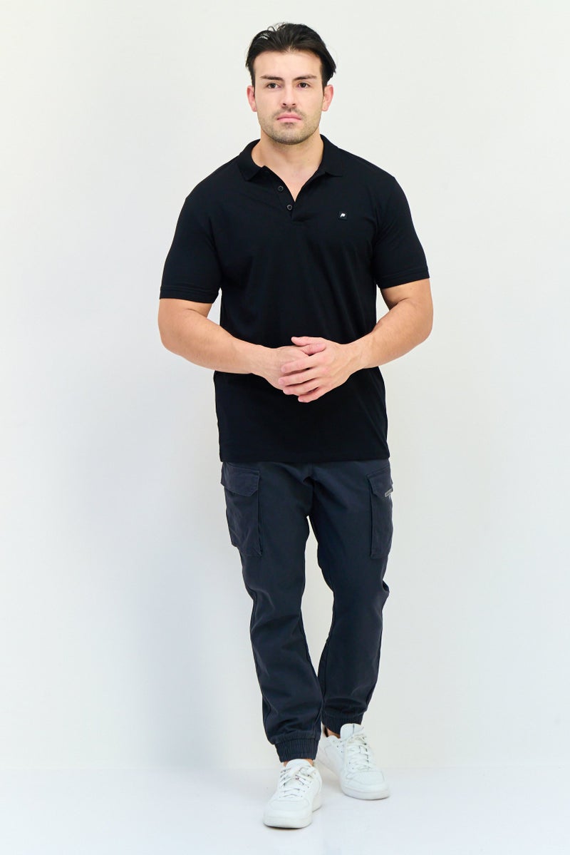 833 POLICE Men Regular Fit Short Sleeves Brand Logo Polo Shirt, Black - Image 4