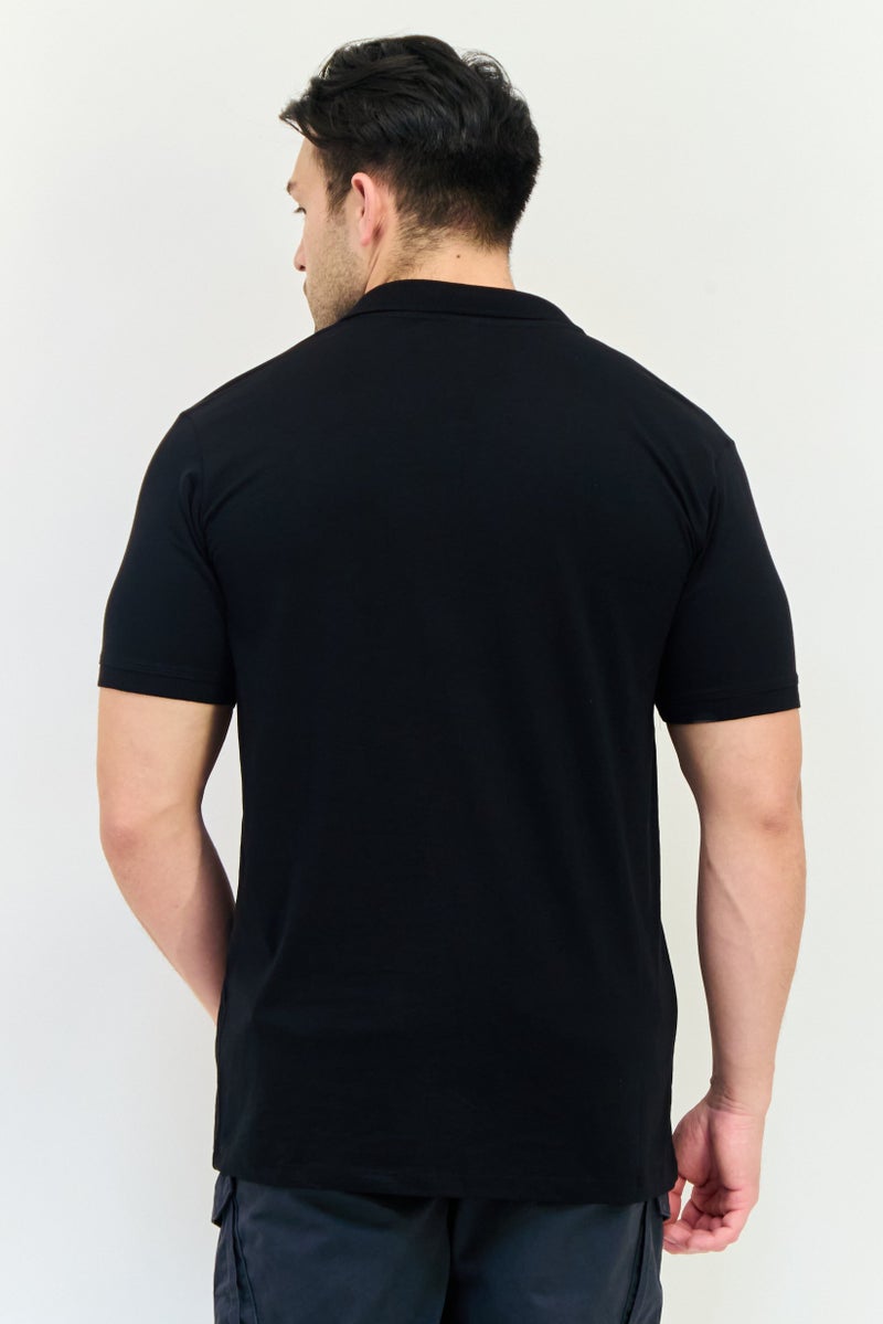 833 POLICE Men Regular Fit Short Sleeves Brand Logo Polo Shirt, Black - Image 3