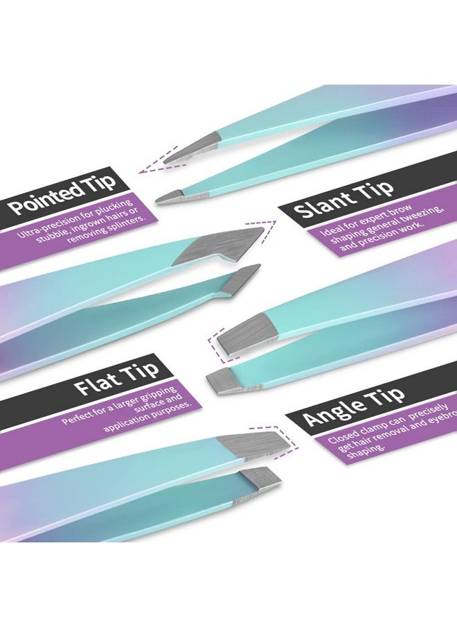 TsMADDTs Eyebrow Tweezer Set, 7 Pcs Tweezers Set for Women, Precision Tweezer for Eyebrows with Curved Scissors and Eyebrow Razor for Ingrown Hair