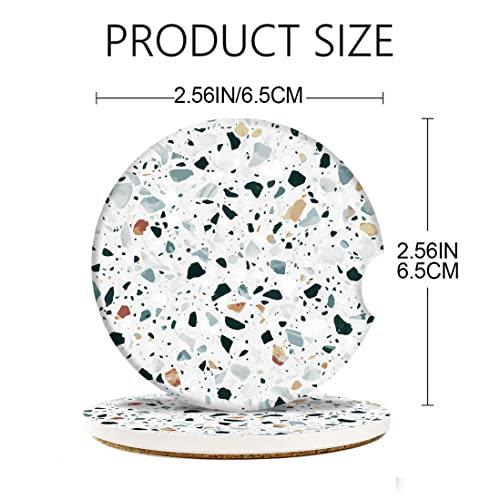 Britimes Car Coasters for Drinks Absorbent, 2 Pack Cup Holders, 2.56" Ceramic Stone & Non-Scratch Cork Base Coasters Cupholder, Auto Accessories for Women & Men, Classic Italian Floor Venetian Natural - Image 5