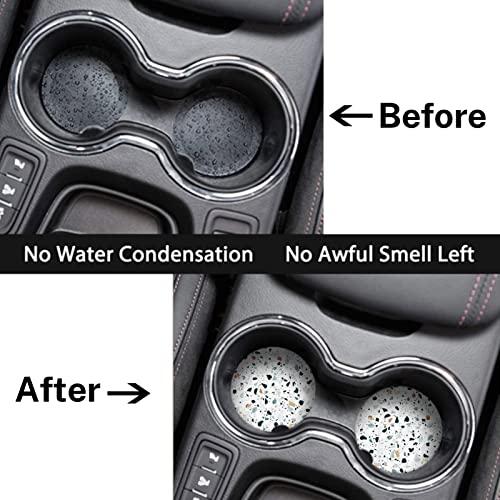 Britimes Car Coasters for Drinks Absorbent, 2 Pack Cup Holders, 2.56" Ceramic Stone & Non-Scratch Cork Base Coasters Cupholder, Auto Accessories for Women & Men, Classic Italian Floor Venetian Natural - Image 3