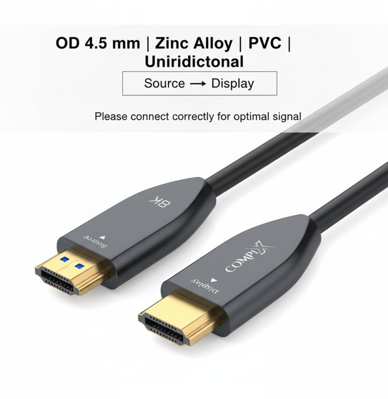 COMPIX HDMI 2.1 Fiber Optic Cable 50M, High-Speed HDMI Cord 48Gbps, 8K@60Hz, 4K@120/144Hz, Active Optical Supports eARC/Dolby/HDR 10+/HDCP, Compatible with PS5/PS4, Xbox, MacBook Pro, Projector, TV - Image 4