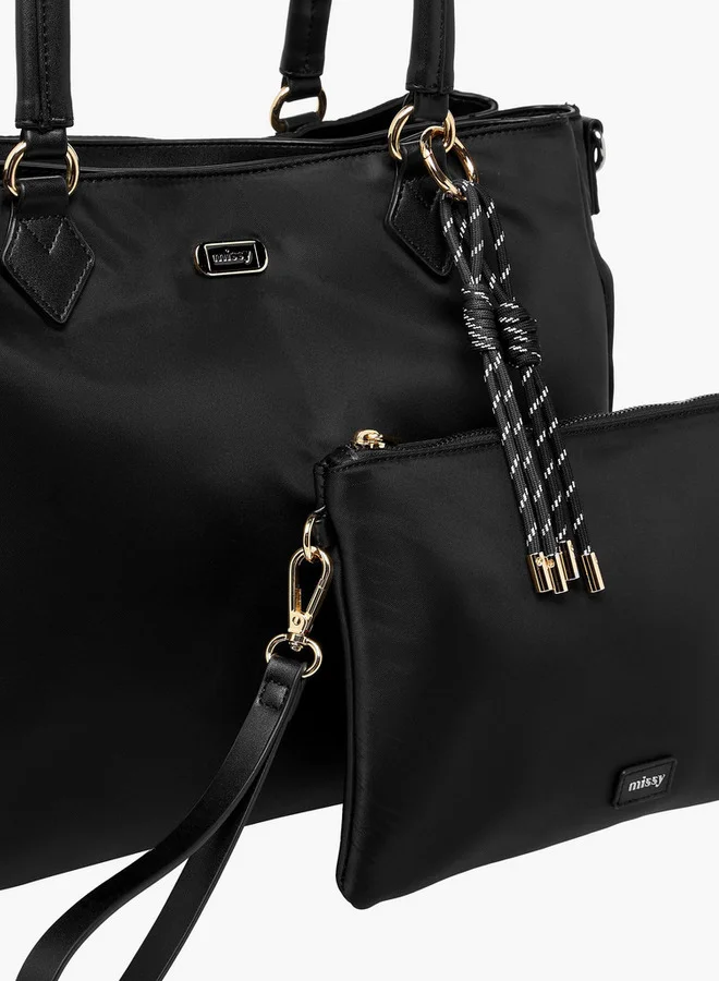 MISSY Women's Solid Tote Bag and Pouch Set