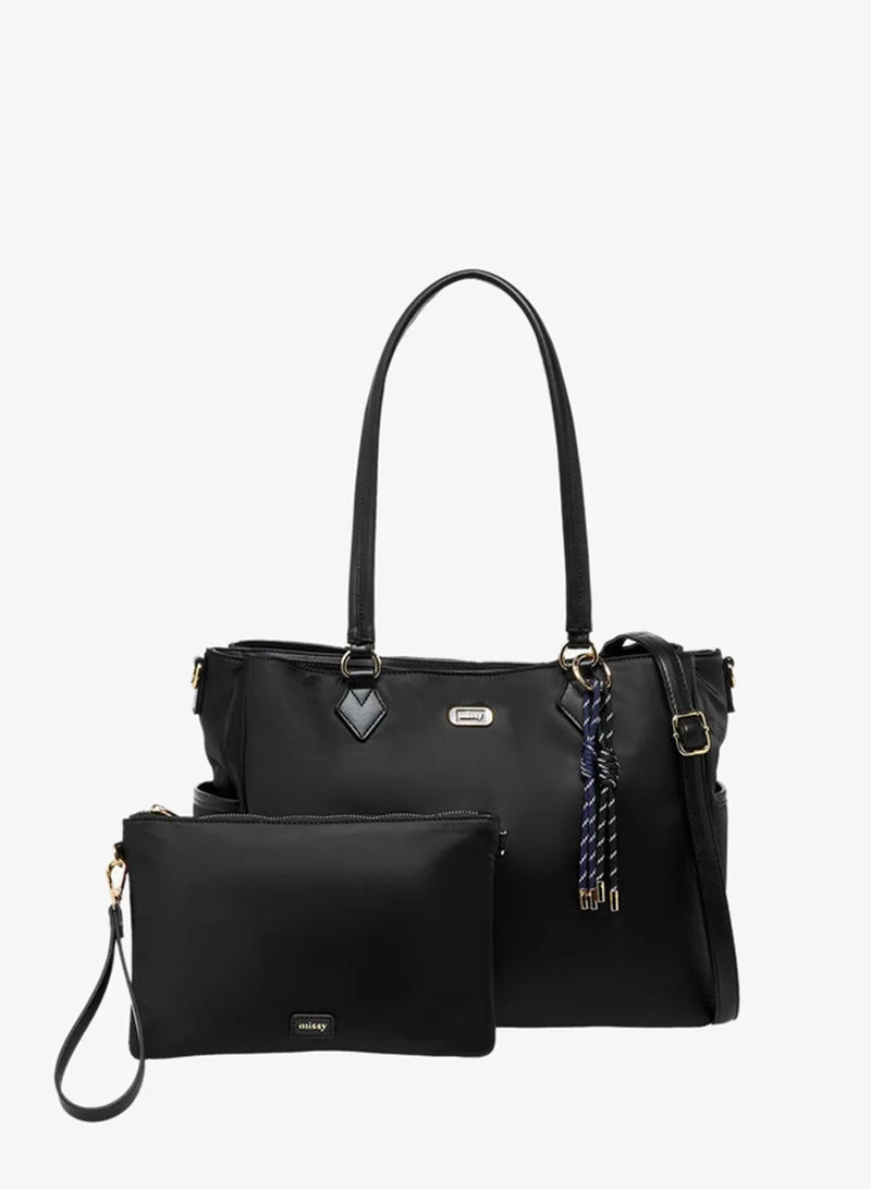 MISSY Women's Solid Tote Bag and Pouch Set