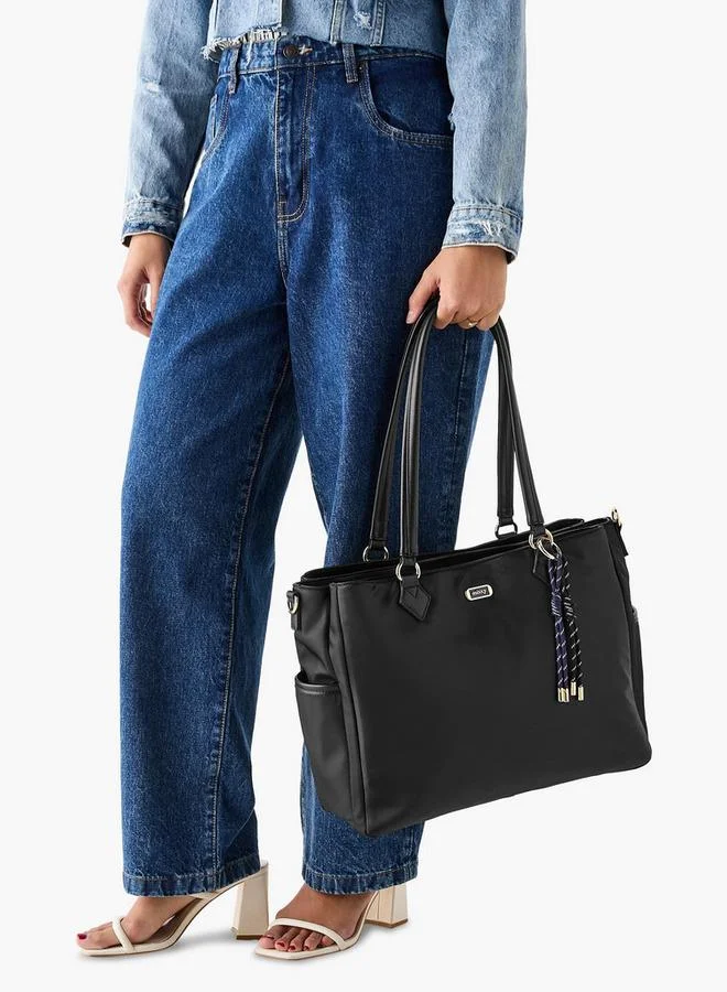 Missy Women's Solid Tote Bag and Pouch Set