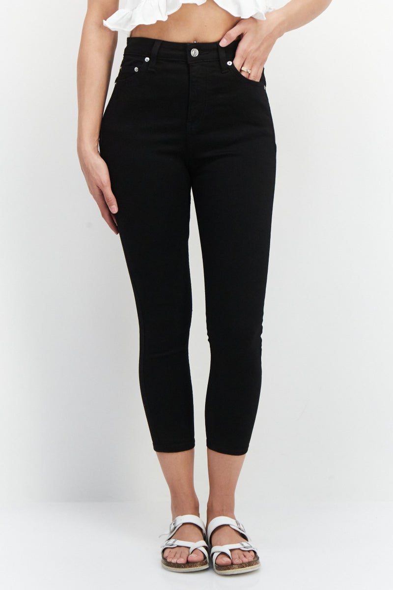 Asos Petite Women Solid Stretchable Skinny Denim Jeans, Black - Image 1