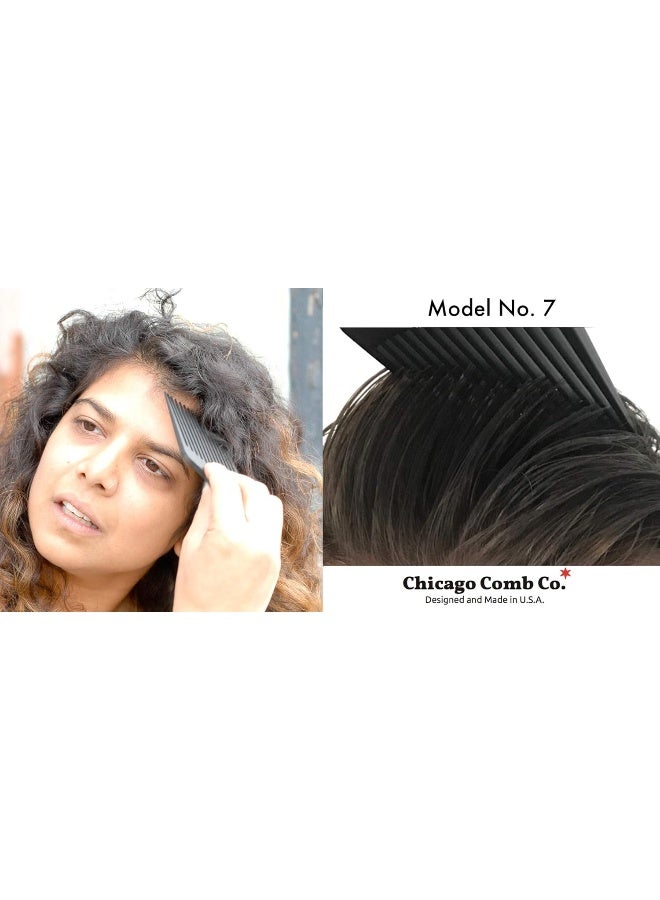 Chicago Comb Model 7 Carbon Fiber Pick Comb, for Long Thick Curly & Afro Hair Styles, Black Color, 6 inches (15 cm) - Image 4