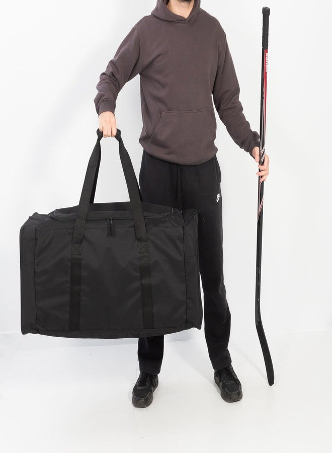 جيت ستريم حقيبة هوكي متينة من جيت ستريم | حقيبة سفر متعددة الجيوب | حقيبة رياضية كبيرة مقاومة للماء | حقيبة أمتعة قابلة للطي بمقابض مبطنة للتخييم (36 بوصة، أسود) - Image 2