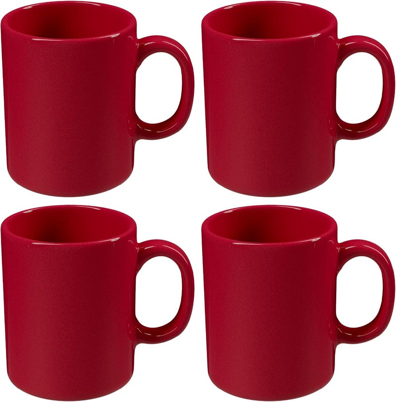 Omniware Teaz Cafe 11 oz Classic Mug Set of 4  VintageInspired Stoneware Coffee Cups Retro Diner Aesthetic Rustic Drinkware Dishwasher Safe Ideal for Tea or Espresso Simply Red - Image 1