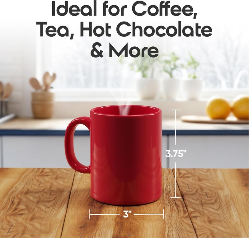 Omniware Teaz Cafe 11 oz Classic Mug Set of 4  VintageInspired Stoneware Coffee Cups Retro Diner Aesthetic Rustic Drinkware Dishwasher Safe Ideal for Tea or Espresso Simply Red - Image 4