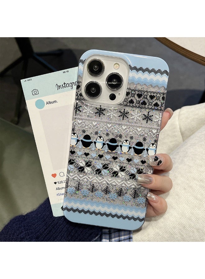 NIBEMINENT Colored Atmosphere Sand Flow Protective TPU Case Cover For iPhone 14 Plus, Penguin - Image 2