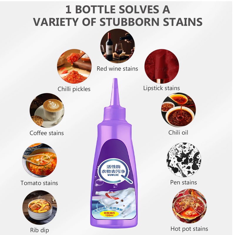 MISEDI 2pcs Laundry Stain Remover,White Shirt Guardian, Garment Stubborn Stain Cleaner Oil Remover, Collar Stain Removal Spray(120ml) - Image 3