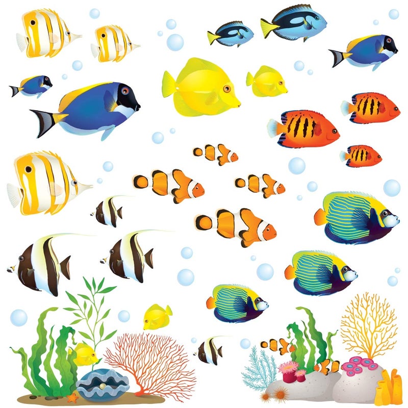 DECOWALL DS8035 Coral Reef Fish Kids Wall Stickers Wall Decals Peel and Stick Removable Wall Stickers for Kids Nursery Bedroom Living Room Small dcor